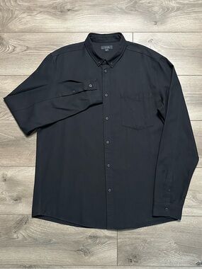 COS Classic Long Sleeve Button Up Shirt Black Size Large
